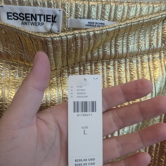 NWT Essentiel Antwerp Cole Gold Metallic Skirt - Picture 5 of 6